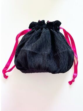 Lancôme Drawstring Pouch Toiletry Bag Black Hot Pink Gift Bag